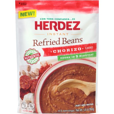 herdez refried beans chorizo flavored pouch instant