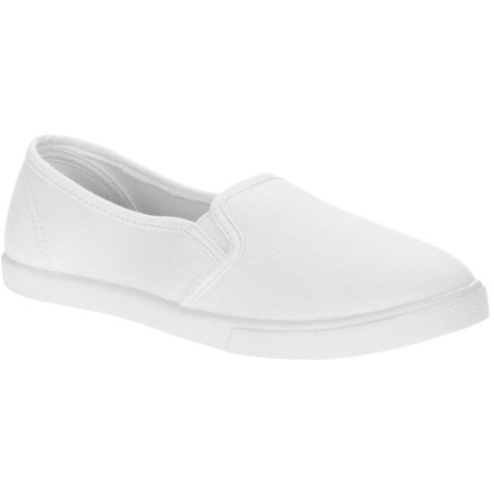 white canvas slip on sneakers